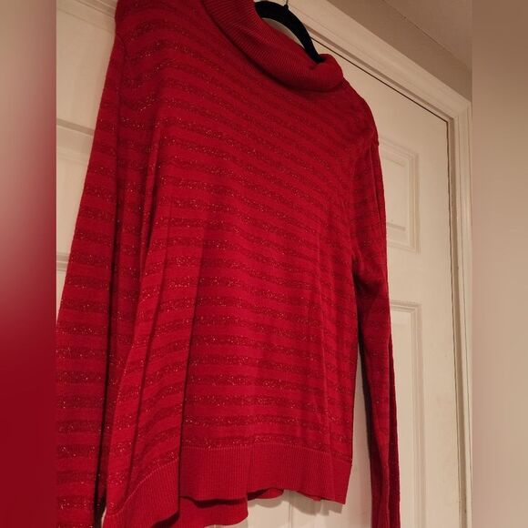 Charter Club red sparkle striped sweater XLP - Picture 2 of 3